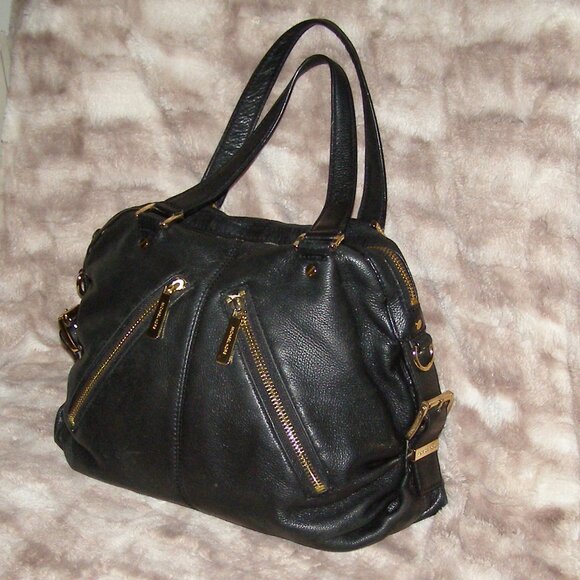 Michael Kors MK Portland Black Pebbled Leather Hobo Tote Shoulder Bag Purse - Picture 2 of 14